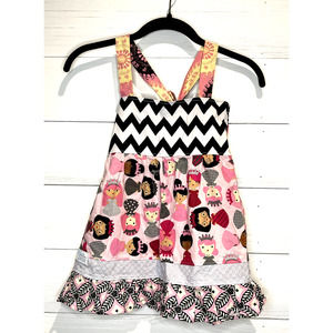 MOMI Boutique Sundress with Multicultural Princess Fabric Print, Girl's Size 6